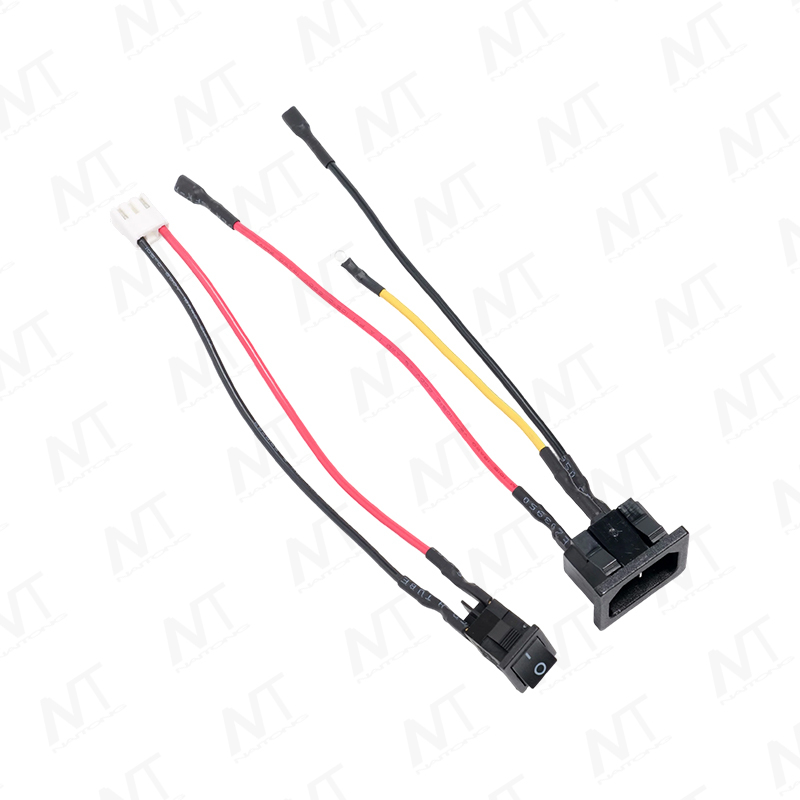 XH3-Pin Terminal to Rocker Switch + IEC Power Inlet (Figure-8 Style) Integrated Wire Harness