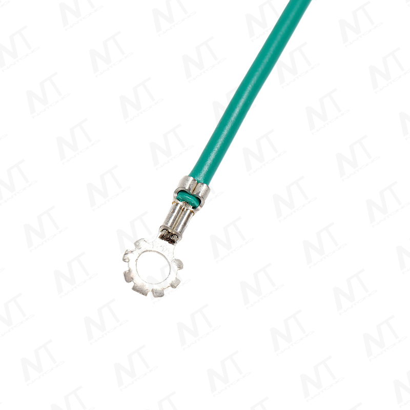 Single-Core Wire Harness with Green Serrated O-Type Ring Ground Terminal