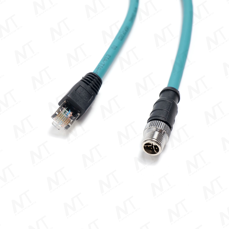RJ45 to M12 Circular Industrial Ethernet Cable / Medical Equipment Cable