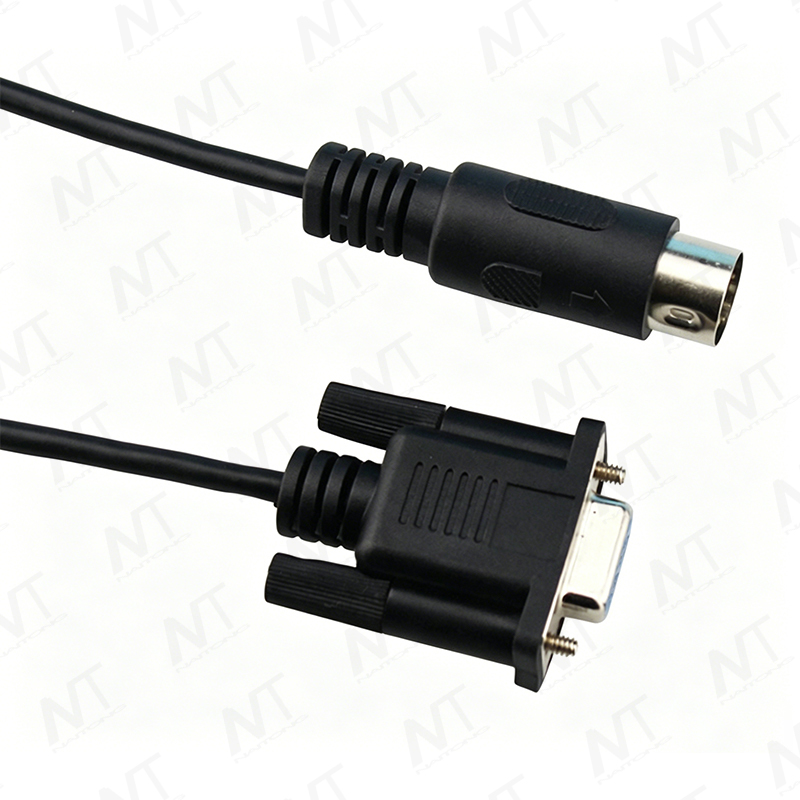 DB9 Serial to RJ45 Ethernet Port / 5525 DC Female Cable / Large DIN Male Wire Harness