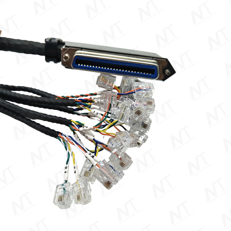 CN50 (SCSI50) to RJ11 Multi-Channel Distribution Wire Harness