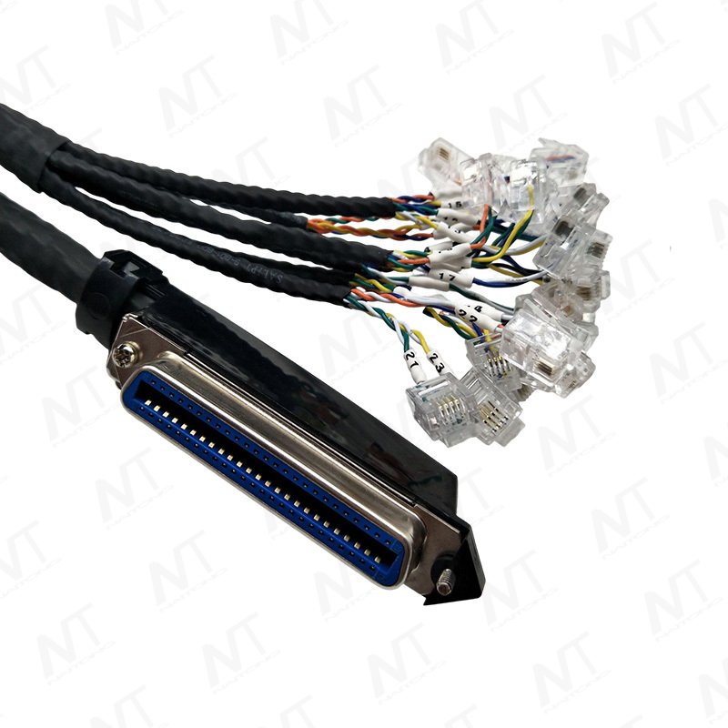 CN50 (SCSI50) to RJ11 Multi-Channel Distribution Wire Harness