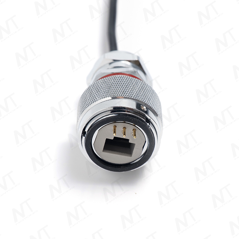 Signal Wire Harness with Waterproof Aviation Connector to RJ45 + 3-Pin Power / Medical Device Harness