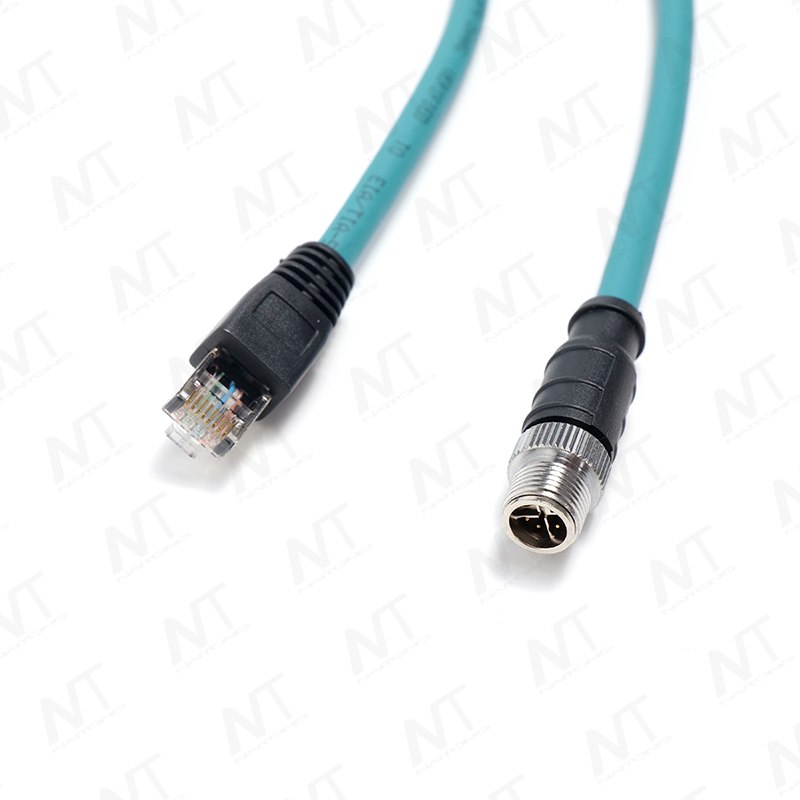 Industrial Ethernet Medical devices wire harness (RJ45 to M12 circular aviation plug)